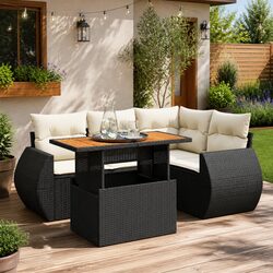 Garden Sofa Set 5 Pieces - Practical Black Outdoor Furniture