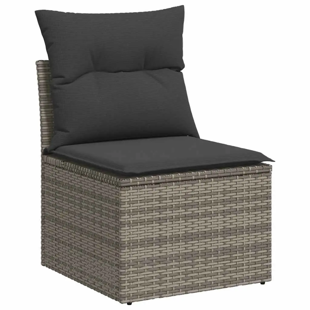Garden Sofa Set 9 Piece Outdoor Furniture Grey Poly Rattan Patio with Cushions