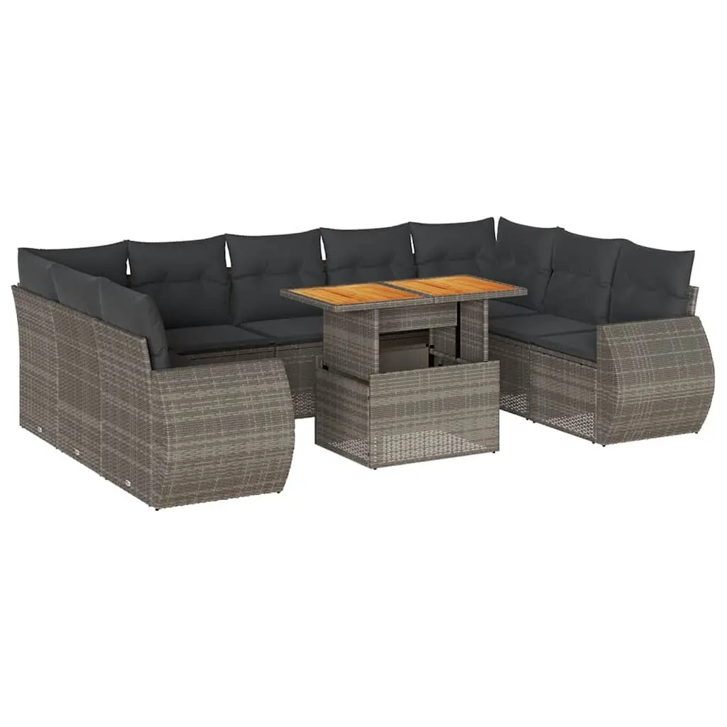 Garden Sofa Set Modular PE Rattan 10 Piece Outdoor Furniture Grey