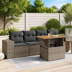 Functional 5-Piece Grey Outdoor Sofa Set for Entertaining