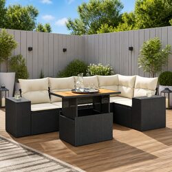 Functional 6-Piece Outdoor Sofa Set with Adjustable Table