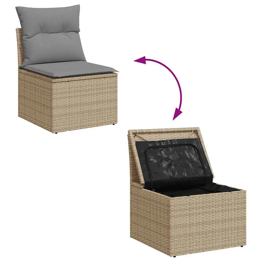 10-Piece Beige Garden Sofa Set with Storage