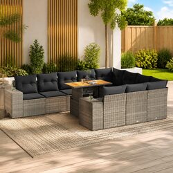 Practical 10-Piece Grey Modular Sofa Set for Outdoor Use