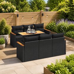 Practical 7-Piece Black Patio Sofa Set with Storage