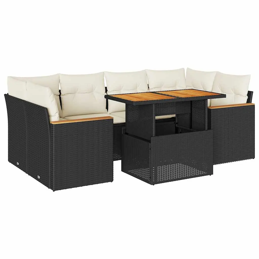 Garden Sofa Set Modular 6 Piece PE Rattan Outdoor Furniture Black