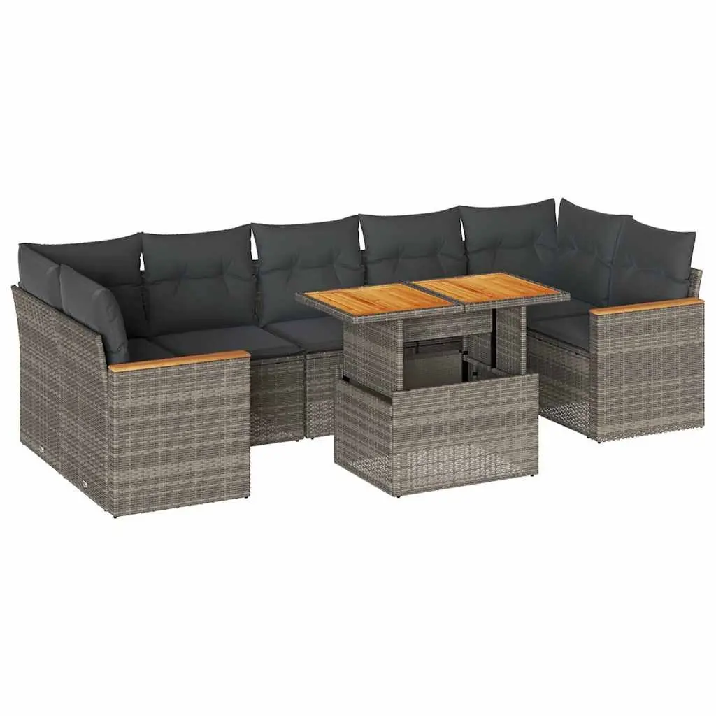 7 Piece Garden Sofa Set PE Rattan Grey Modular Outdoor Furniture with Storage Cushions
