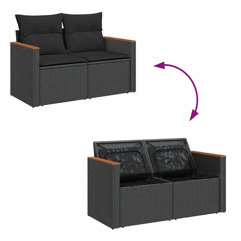 Garden Sofa Set PE Rattan Modular 6 Piece Outdoor Furniture Black