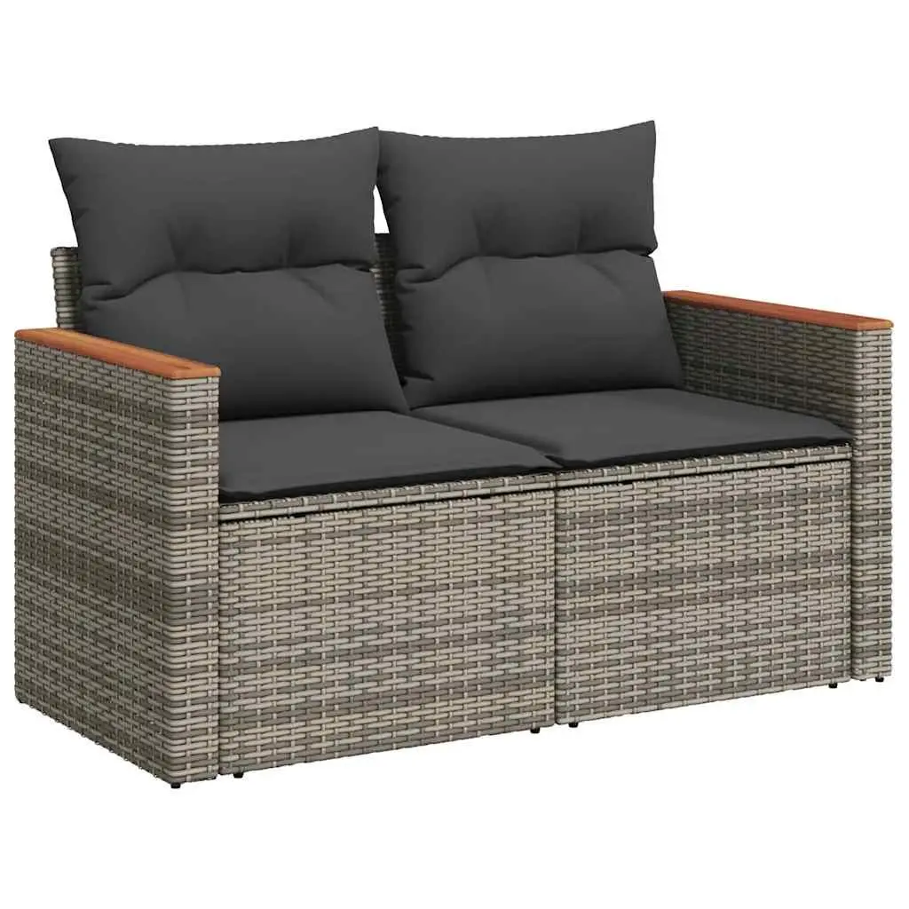 6 Piece Garden Sofa Set PE Rattan Grey Outdoor Furniture with Storage