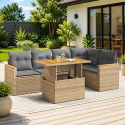 5-Piece Beige Patio Lounge Set with Weather-Resistant Design