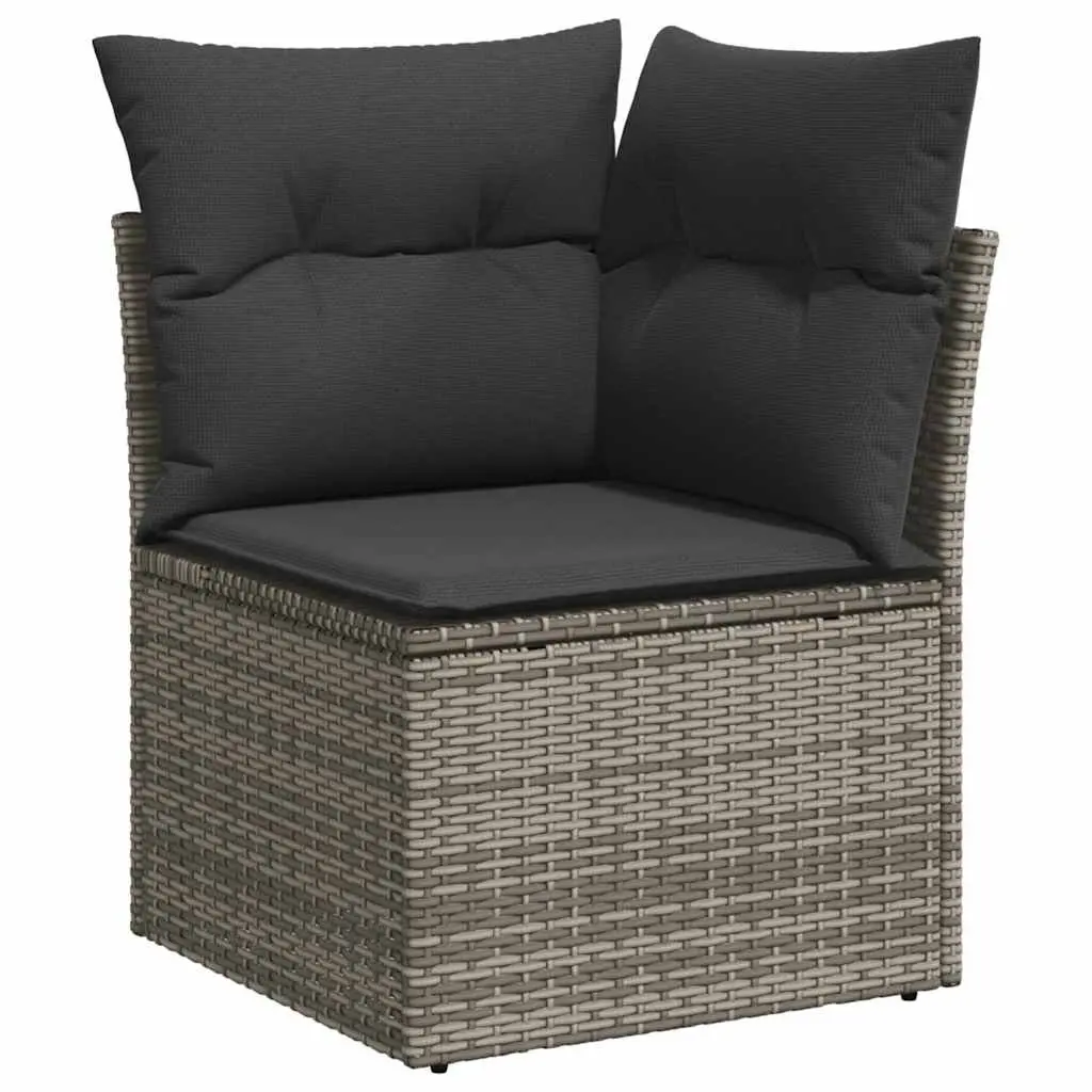 Garden Sofa Set 7 Piece Outdoor Furniture Grey Poly Rattan with Cushions Patio
