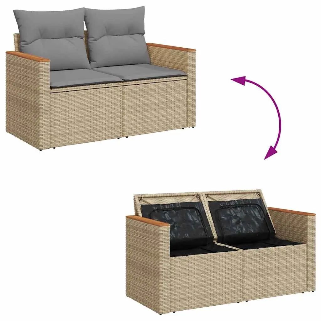 Garden Sofa Set PE Rattan 11 Piece Modular Outdoor Furniture Beige