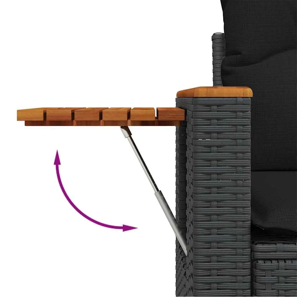 Garden Sofa Set Modular PE Rattan 6 Piece Outdoor Furniture Black with Cushions