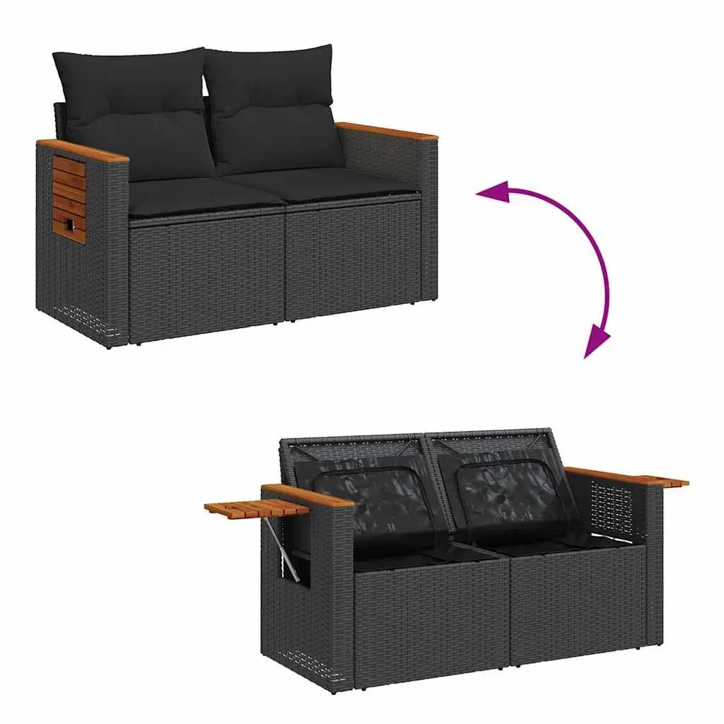 Garden Sofa Set Poly Rattan 7 Piece Black Outdoor Furniture Patio Seating