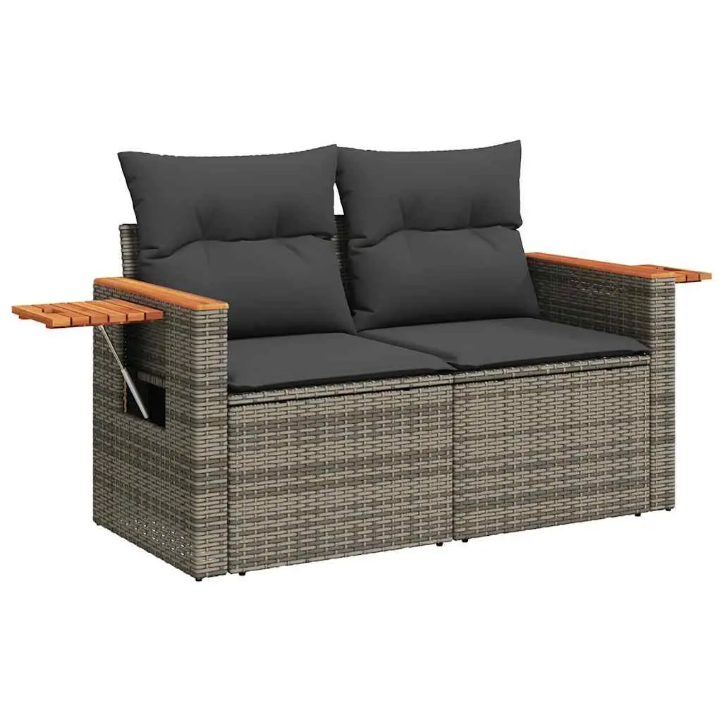 Garden Sofa Set 9 Piece Outdoor Furniture Grey Poly Rattan with Cushions Storage