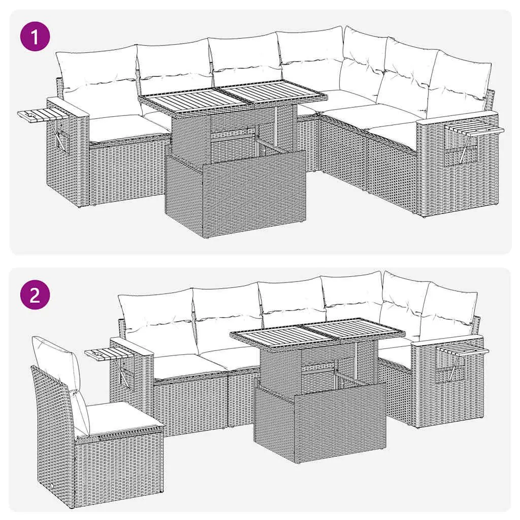 Garden Sofa Set Poly Rattan 6 Piece Black Outdoor Furniture