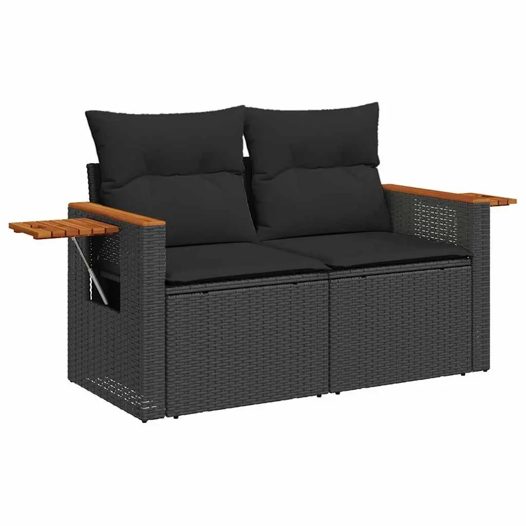 Garden Sofa Set Poly Rattan 6 Piece Black Outdoor Furniture