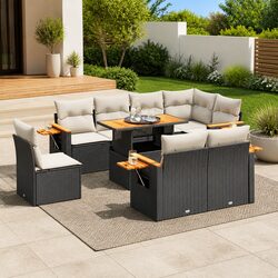 Practical 9 Piece Garden Sofa Set for Outdoor Use