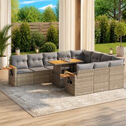 Practical 10-Piece Garden Sofa Set with Storage Options