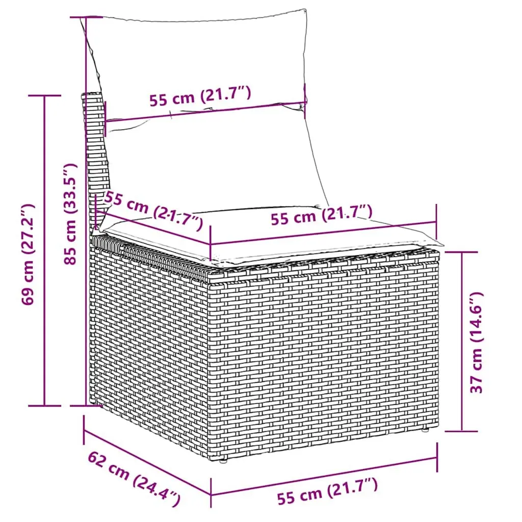 Garden Sofa Set PE Rattan Modular 6 Piece Outdoor Furniture Beige