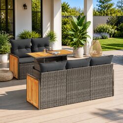 Practical 6-Piece Grey Garden Sofa Set for Your Home