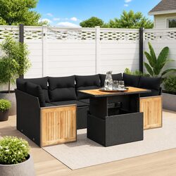 7-Piece Black Garden Sofa Set for Comfort & Utility