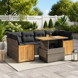 Practical 7 Piece Grey Outdoor Sofa Set for Any Space
