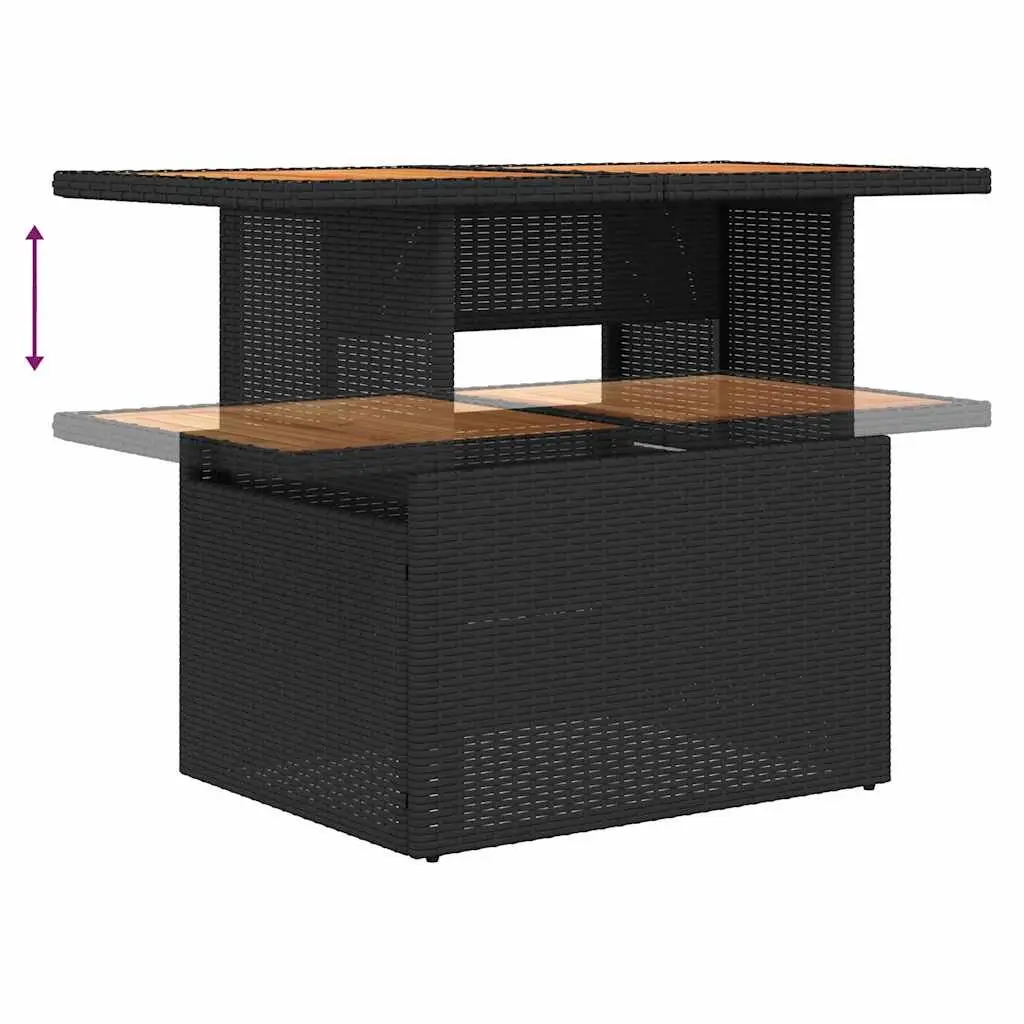 Garden Sofa Set 9 Piece Outdoor Furniture Black Poly Rattan Modular Patio Lounge