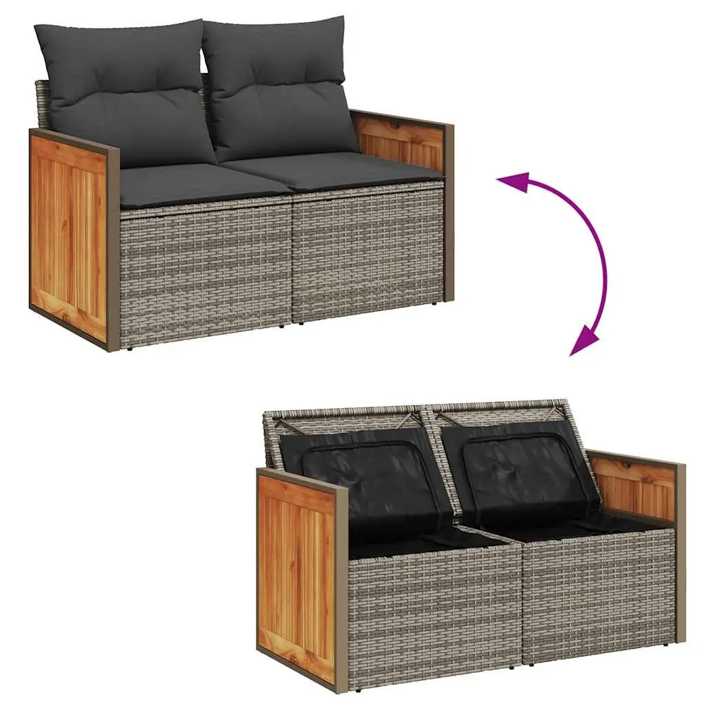 Garden Sofa Set 7 Piece Outdoor Furniture Grey Poly Rattan Modular Patio Seating