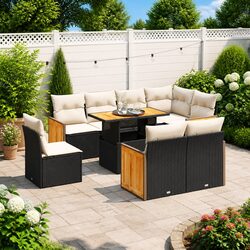 Practical 9-Piece Modular Garden Sofa for Any Outdoor Setting