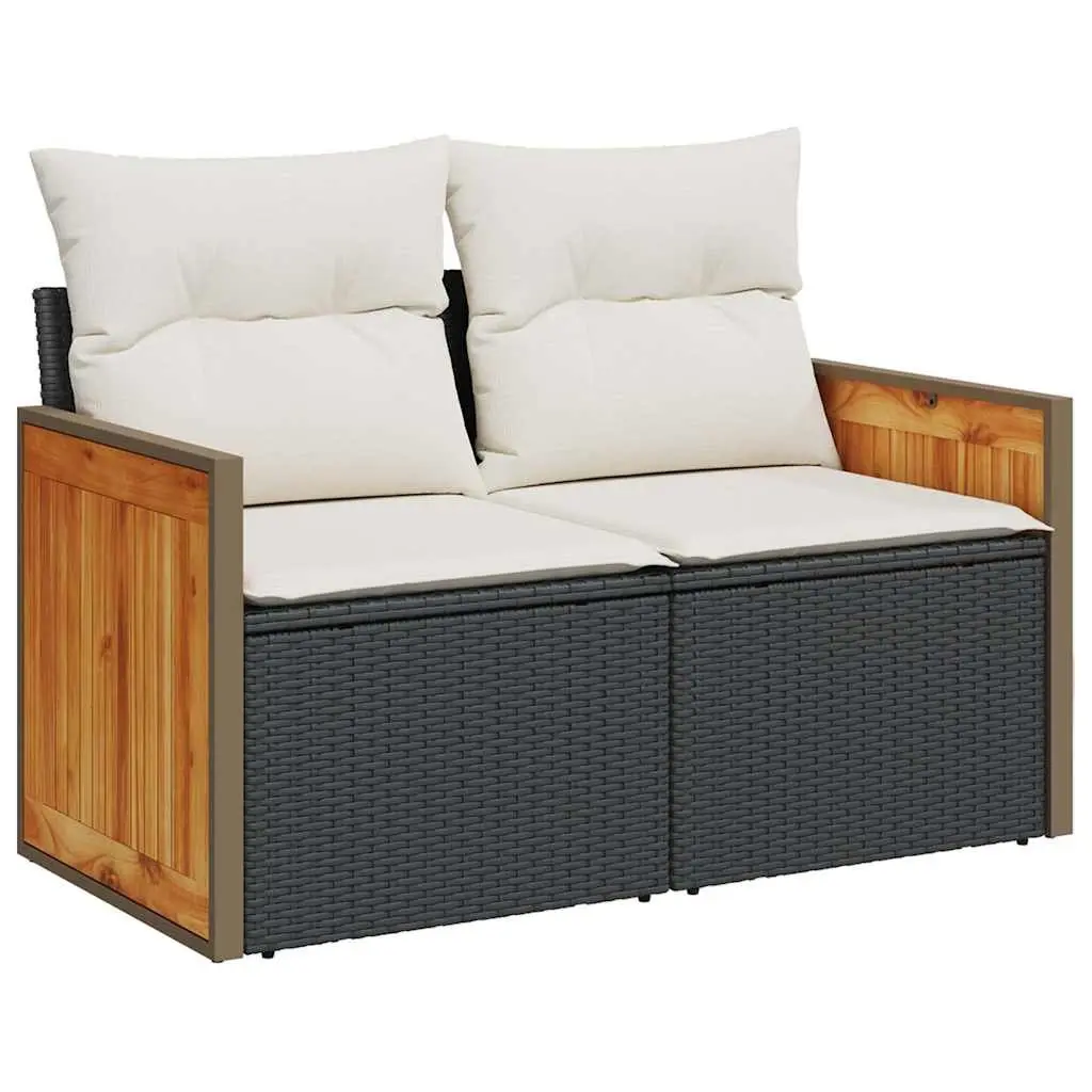 10 Piece Modular Outdoor Furniture Set Black PE Rattan Patio Sofa