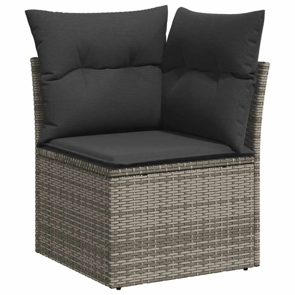 11 Piece Garden Sofa Set Grey Poly Rattan with Cushions Outdoor Furniture
