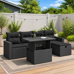 6-Piece Black Rattan Sofa Set: Ideal for Any Outdoor Space
