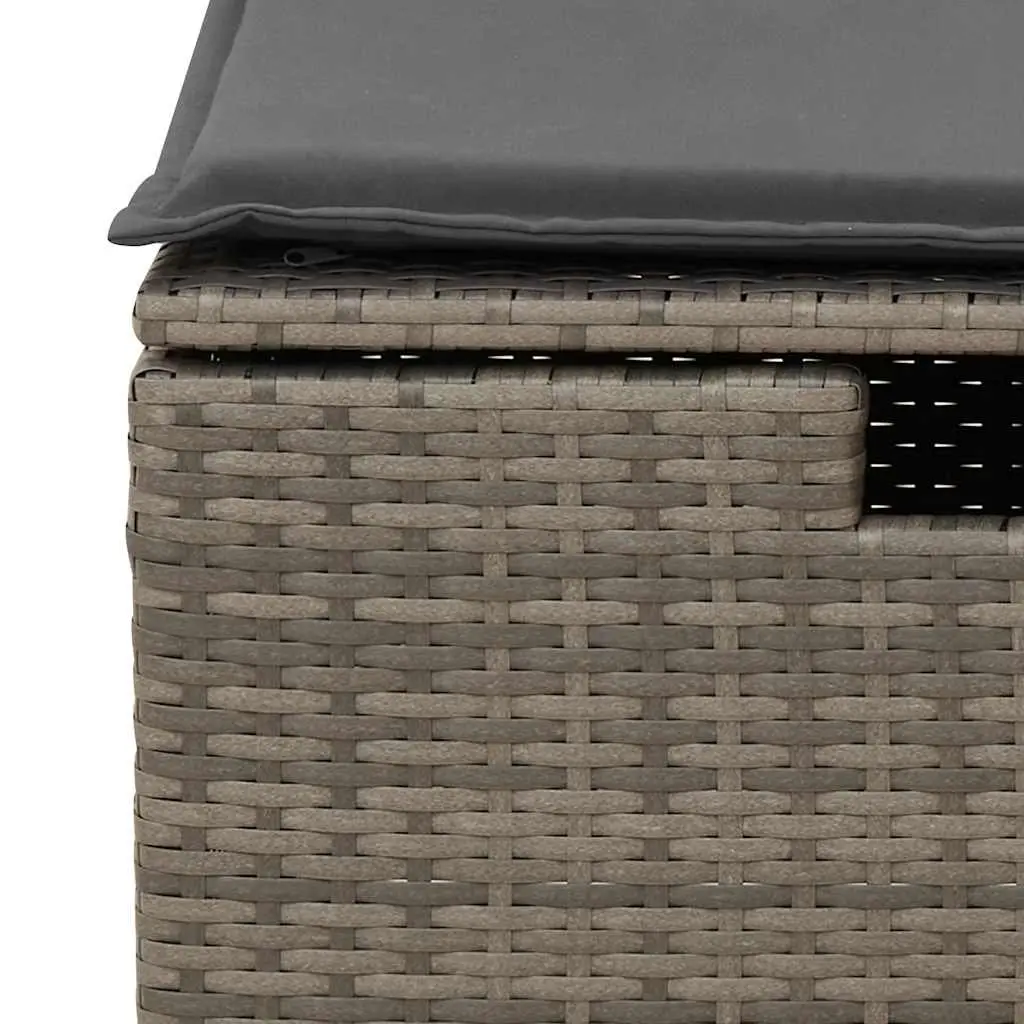 8 Piece Modular Outdoor Furniture Grey PE Rattan Garden Sofa Set with Cushions and Storage Compartments