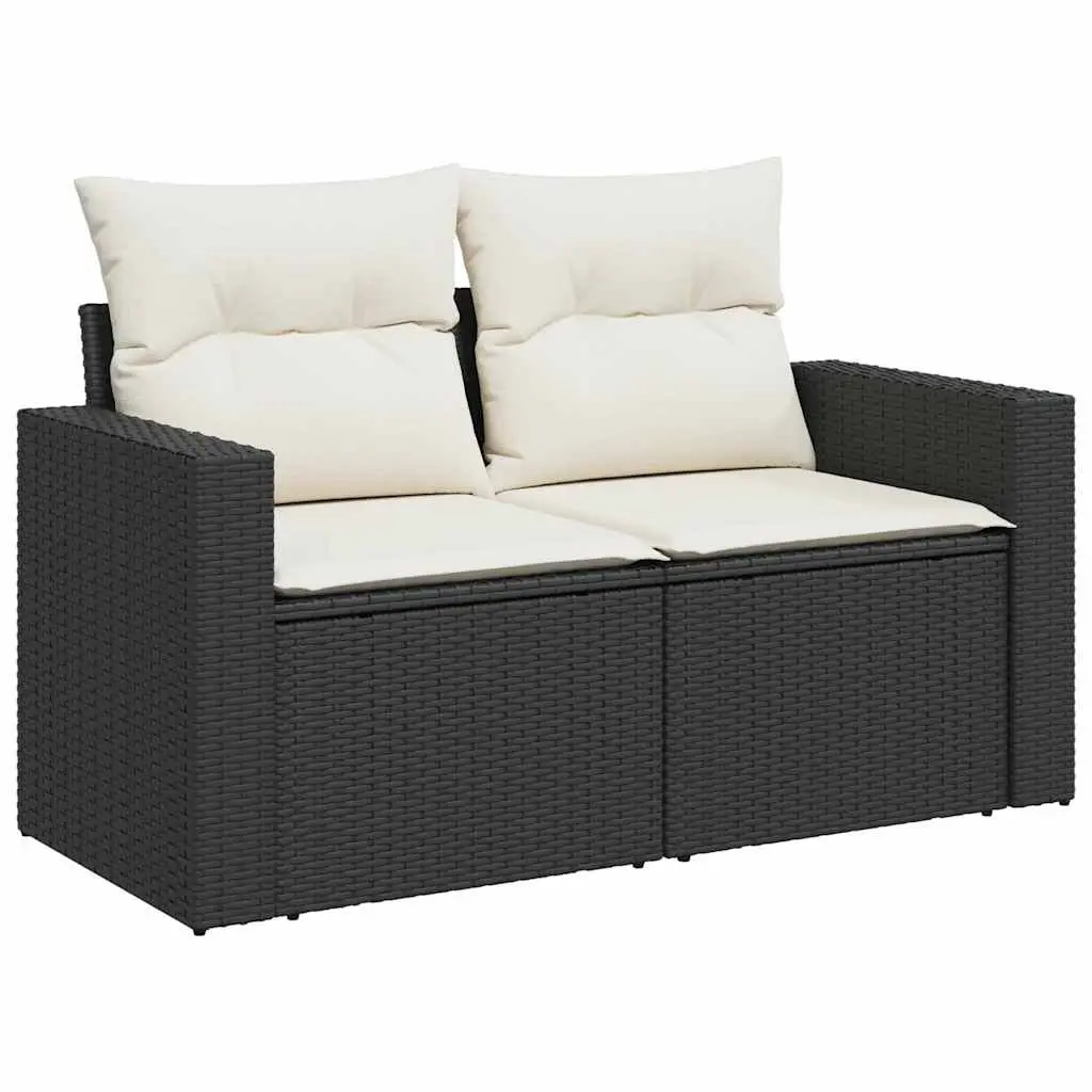 Garden Sofa Set 9 Piece Outdoor Furniture Black Poly Rattan Modular Patio