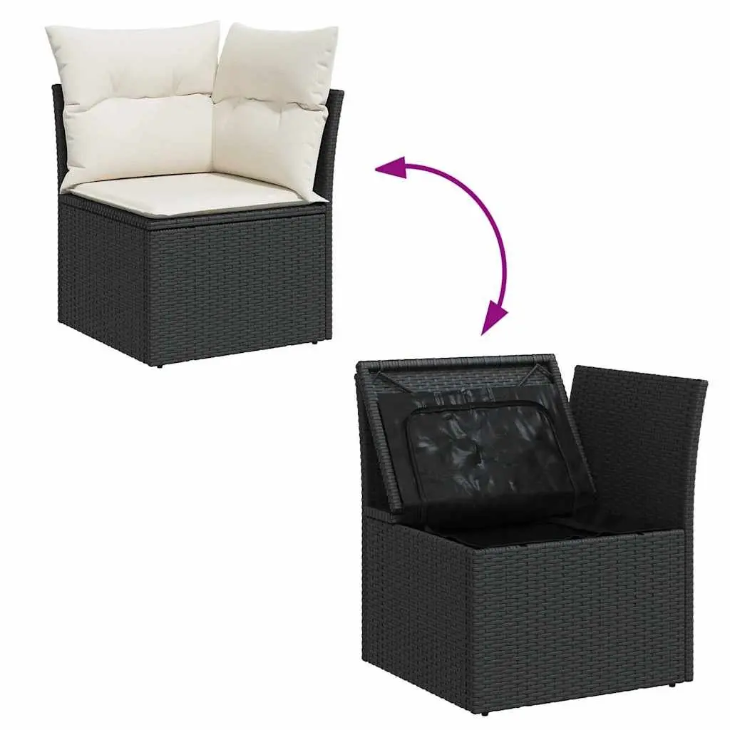9 Piece Garden Sofa Set Black Poly Rattan Outdoor Furniture Patio Lounge Modular