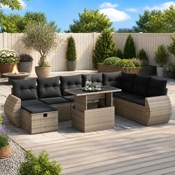 9-Piece Garden Sofa Set with Storage