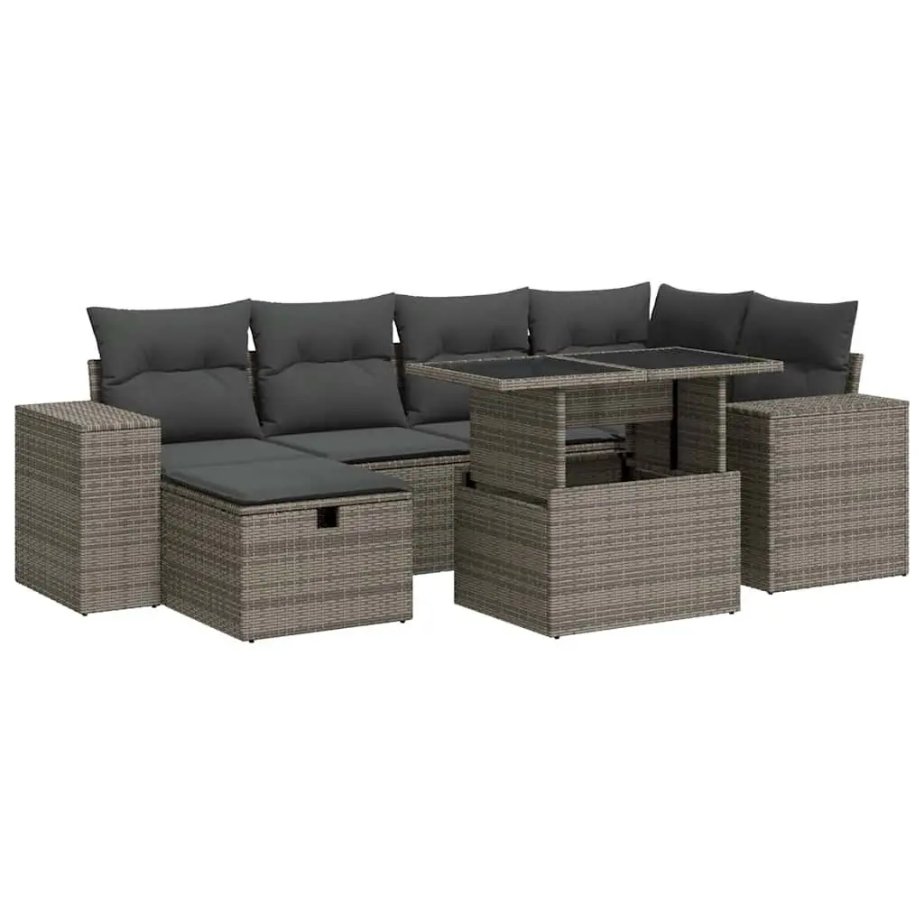 Garden Sofa Set 8 Piece Outdoor Furniture Grey Poly Rattan Patio Cushions