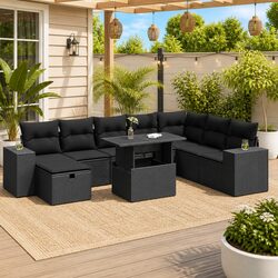 Practical 9-Piece Garden Sofa Set with Storage for Relaxing