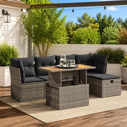 Practical Grey 6 Piece Garden Sofa Set for Outdoor Use