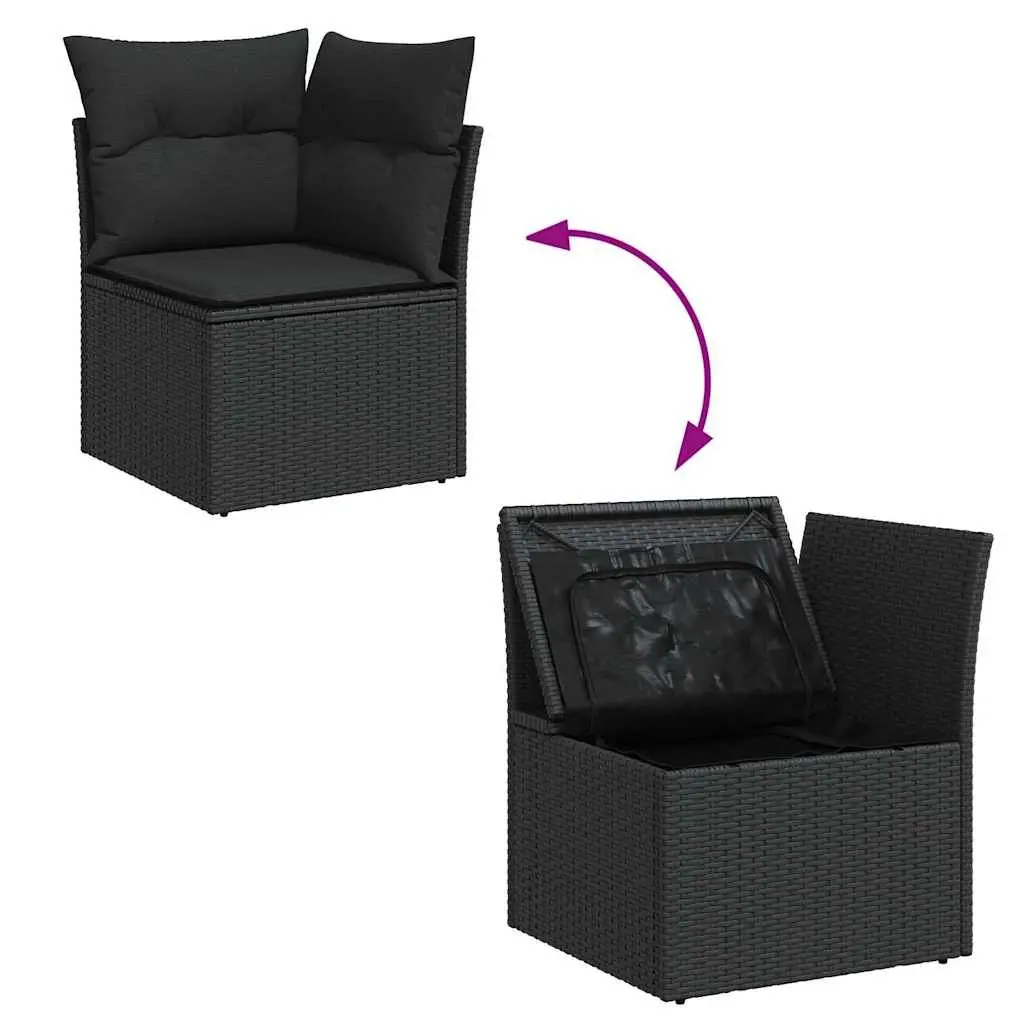 Garden Sofa Set 9 Piece Outdoor Furniture PE Rattan Black Modular Patio Seating