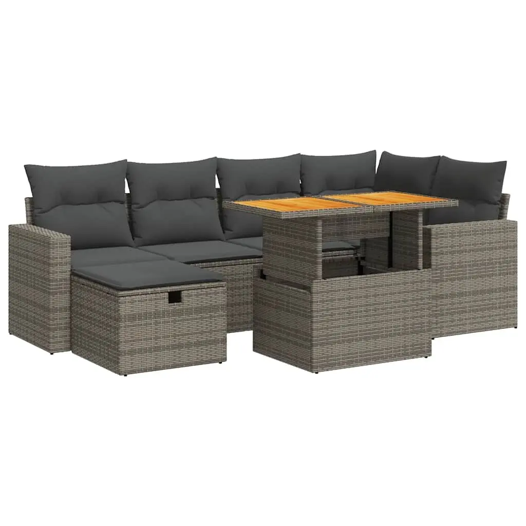 Garden Sofa Set 8 Piece Modular Grey PE Rattan with Cushions