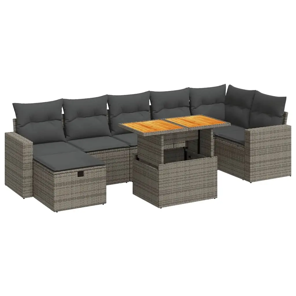 5 Piece Garden Sofa Set PE Rattan Grey Outdoor Patio Furniture with Cushions