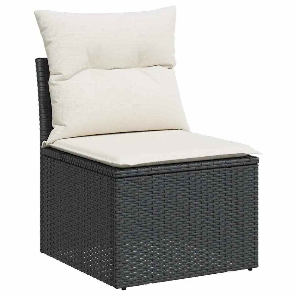 Garden Sofa Set PE Rattan 9 Piece Modular Outdoor Furniture Black