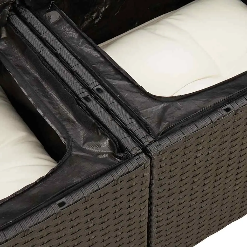 Garden Sofa Set PE Rattan 9 Piece Modular Outdoor Furniture Black