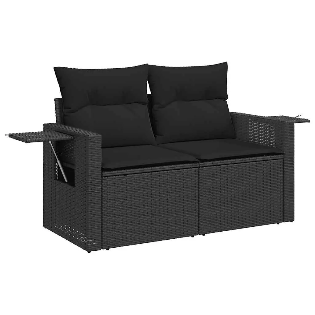 Garden Sofa Set 5 Piece Black Poly Rattan Outdoor Furniture Patio with Cushions