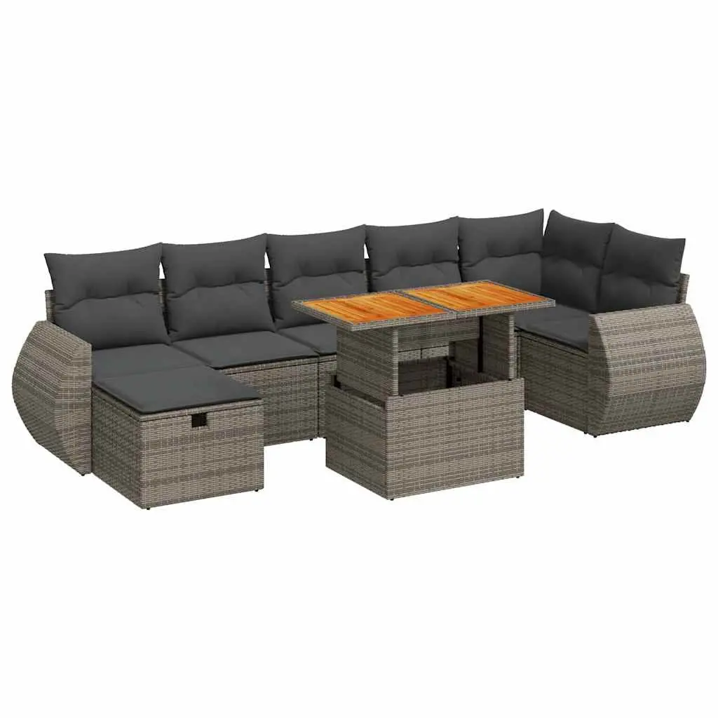 Garden Sofa Set PE Rattan 5 Piece Grey Modular Outdoor Furniture
