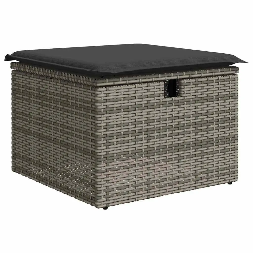 Garden Sofa Set 8 Piece Grey PE Rattan with Cushions and Storage