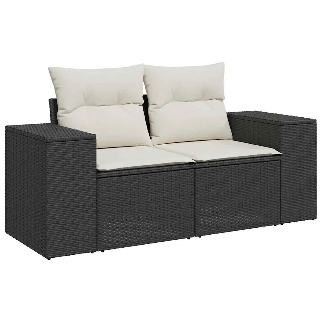 9PieceOutdoorSofaSetModularPatioFurnitureBlackPERattanComfortableSeatingWithCushions