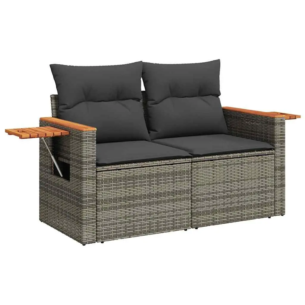 Garden Sofa Set Poly Rattan 6 Piece Outdoor Furniture Grey Patio Sectional