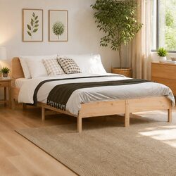 Solid Pine Bed Frame 135x190 cm for Everyday Use